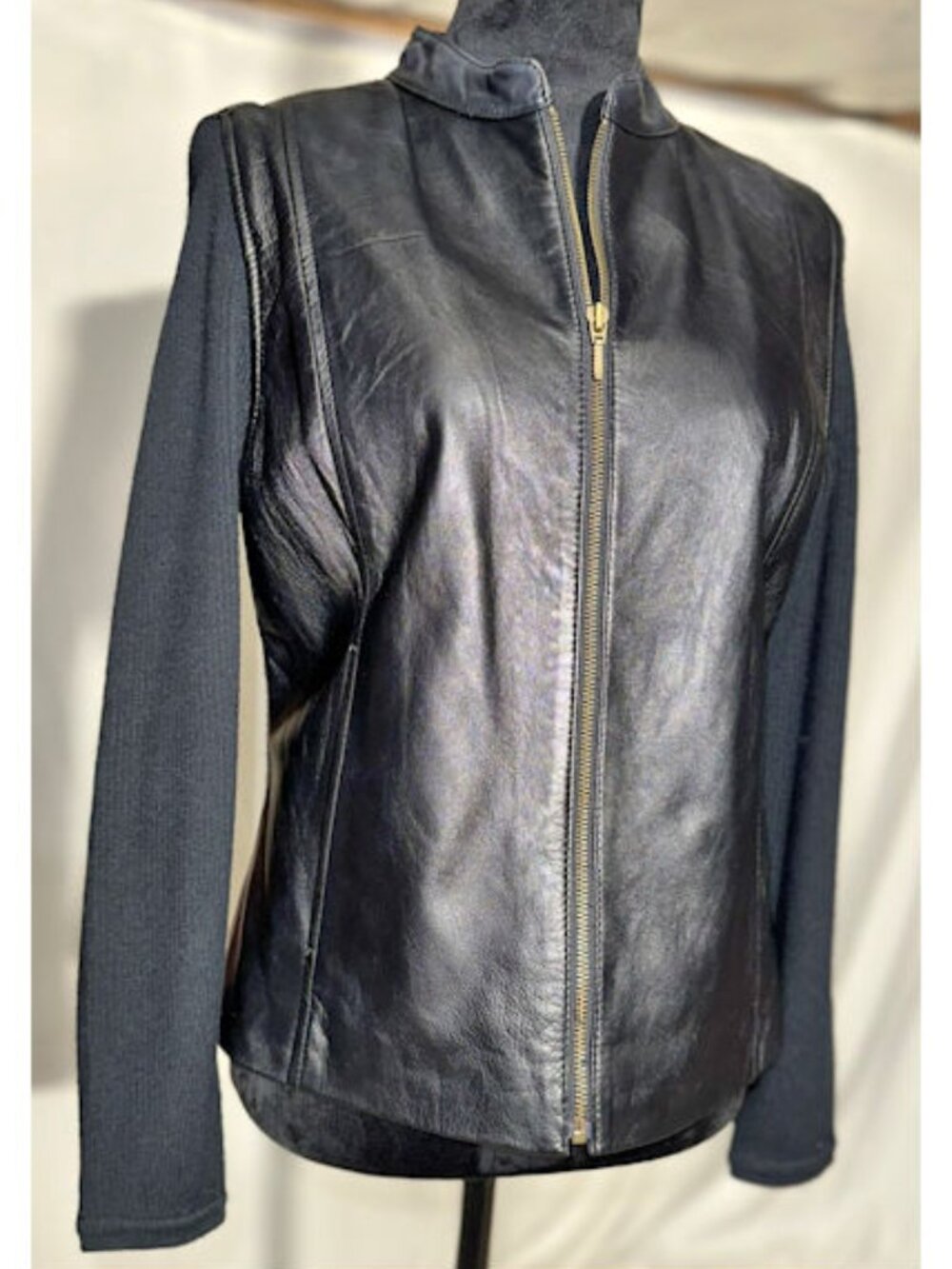 Jaclyn Smith Classic Leather Jacket, Sweater Sleeves, Large